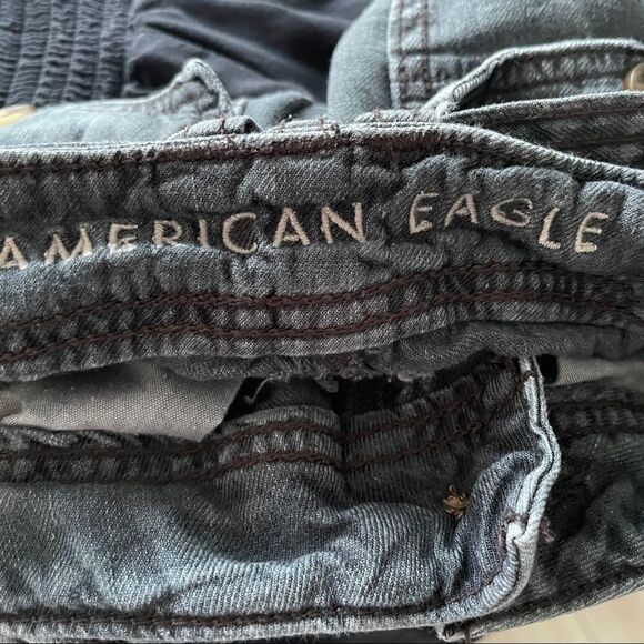 American Eagle Aerie Washed Out Look Black Paper Bag Belted Shorts Size 00 - Picture 5 of 6